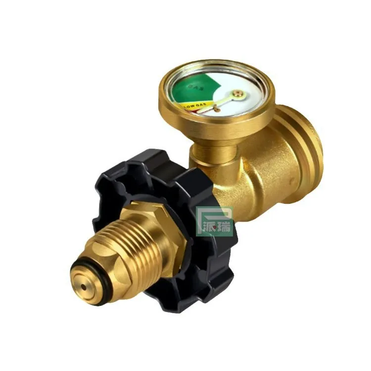 American QCC with pressure gauge adapter POL thread to Chinese standard gas tank interface copper fitting