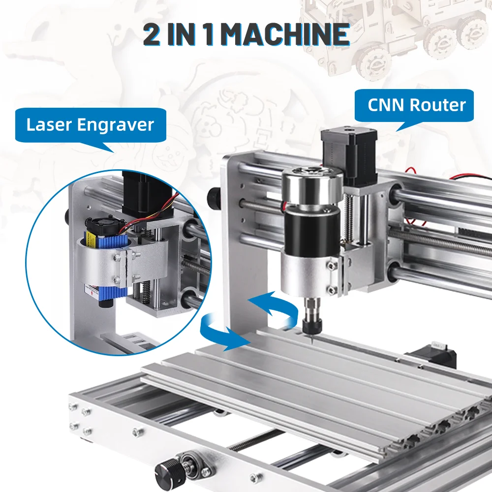 Imagem -03 - Cnc 3018 Max Metal Milling Máquina de Gravura Gravador a Laser Roteador de Madeira Faça Você Mesmo Corte Mdf Aço Inoxidável Eixo 500w 20w