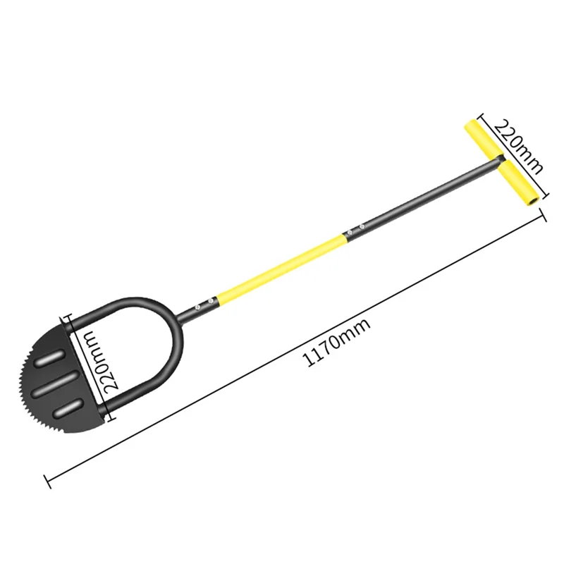 Saw-Tooth Edger Lawn Tool, Half Moon Lawn Edger With T-Grip, Sidewalk Grass Long Handled Step Edger, 38Inch Black Yellow Durable