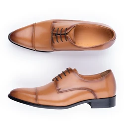 New Arrival Mens Leather Shoes Lace-up Handmade Leather Wedding Party Office Formal Shoes Oxford Derby Stylish Business Elegant