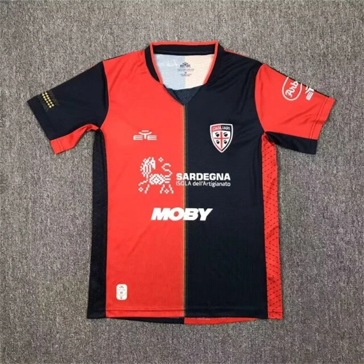 2425 موسم Serie A Cagliari الرئيسي/الضيوف/الثانية بعيدا نسخة المروحة قصيرة الأكمام كرة القدم جيرسي بدلة تدريب