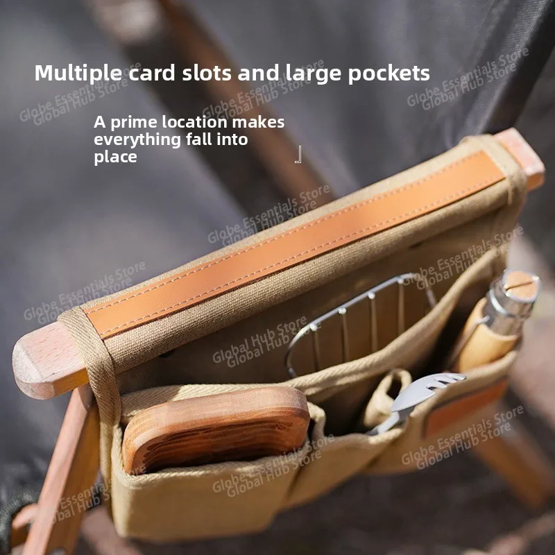 Portable Canvas Storage Bags Mountain Outdoor Camping for Kermit Chair Armrest Hanging Side Multi-functional Storage Bag