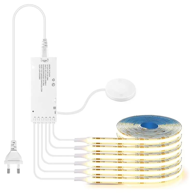 B84B-COB LED Strip 2 M 6 Rolls 12 V Warm White For Wine Cabinets, Shelves, Cupboards, Kitchen Lighting EU Plug