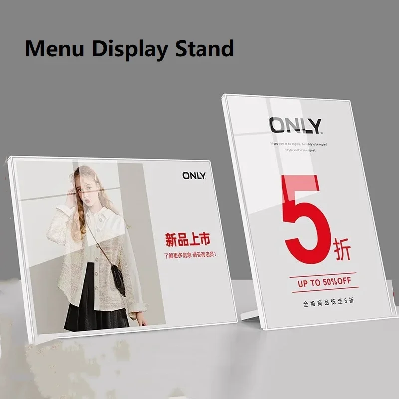 A4 Acrylic Table Tent Display Sign - Durable A3 Restaurant Menu Holder & A5 Price Tag Stand Acrylic Display Stand  Card Holder