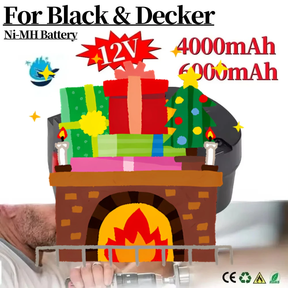 

Ni-MH Battery 12V 4000mAh/6000mAh for Black & Decker A12 A12ex Fsb12 FS120b A1712 HP12k HP12