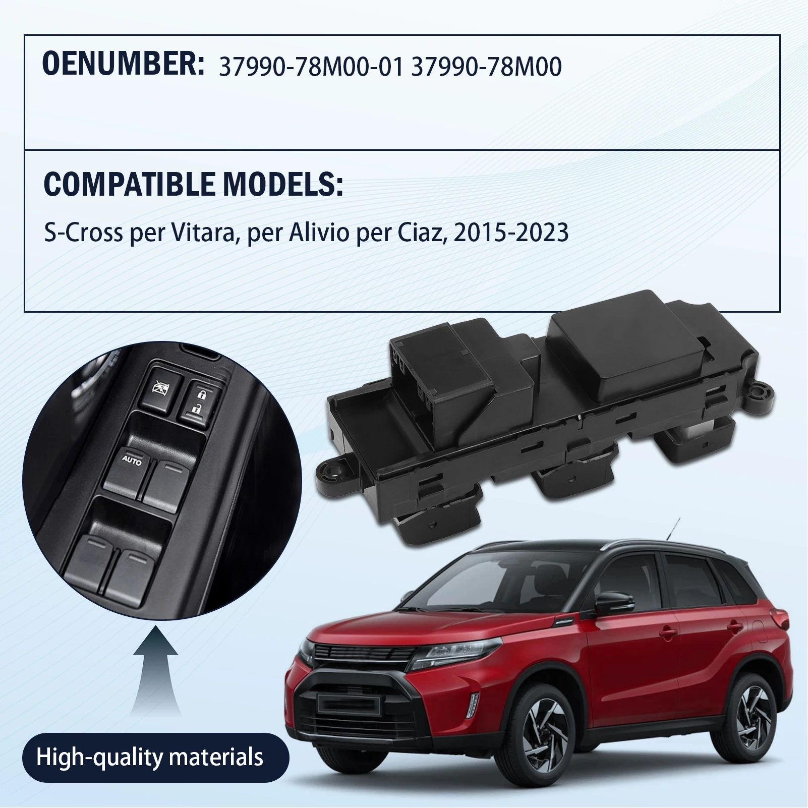 

Electric Power Window Master Switch Glass Lifter Button 37990-78M00-01 FOR Suzuki Vitara S-Cross Alivio Ciaz 2015-2023