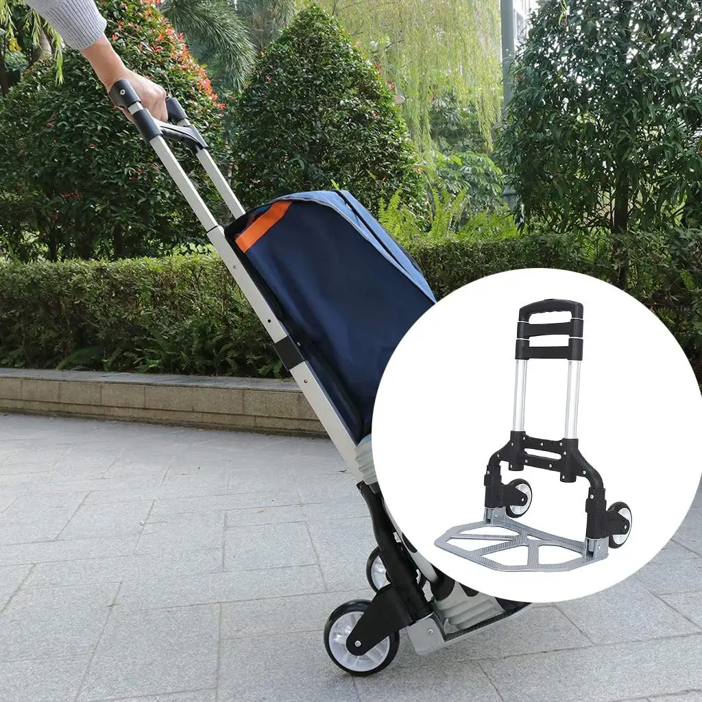 

Portable Folding Cart Collapsible Hand Truck 75kg Lightweight Barrow Cart for Luggage Shopping Travel Cart Stair Climbing Car