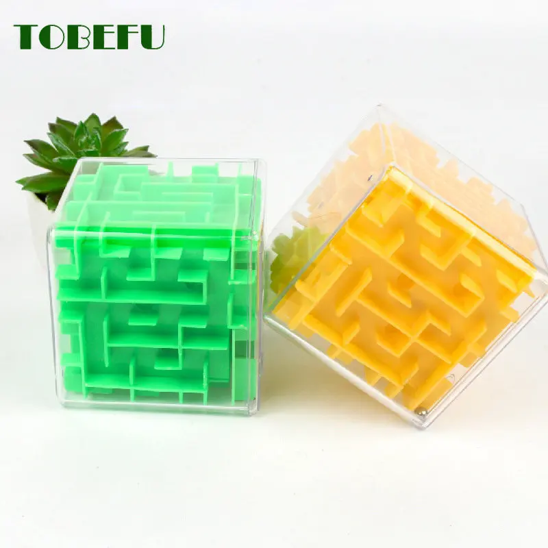 TOBEFU 3D Maze Magic Cube Transparent Six-sided Puzzle Speed Cube Rolling Ball Game Cubos Maze Toys for Children Educational