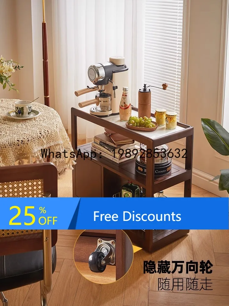 AA  solid wood mobile coffee table living room rock cabinet sofa home balcony trolley small apartment locker