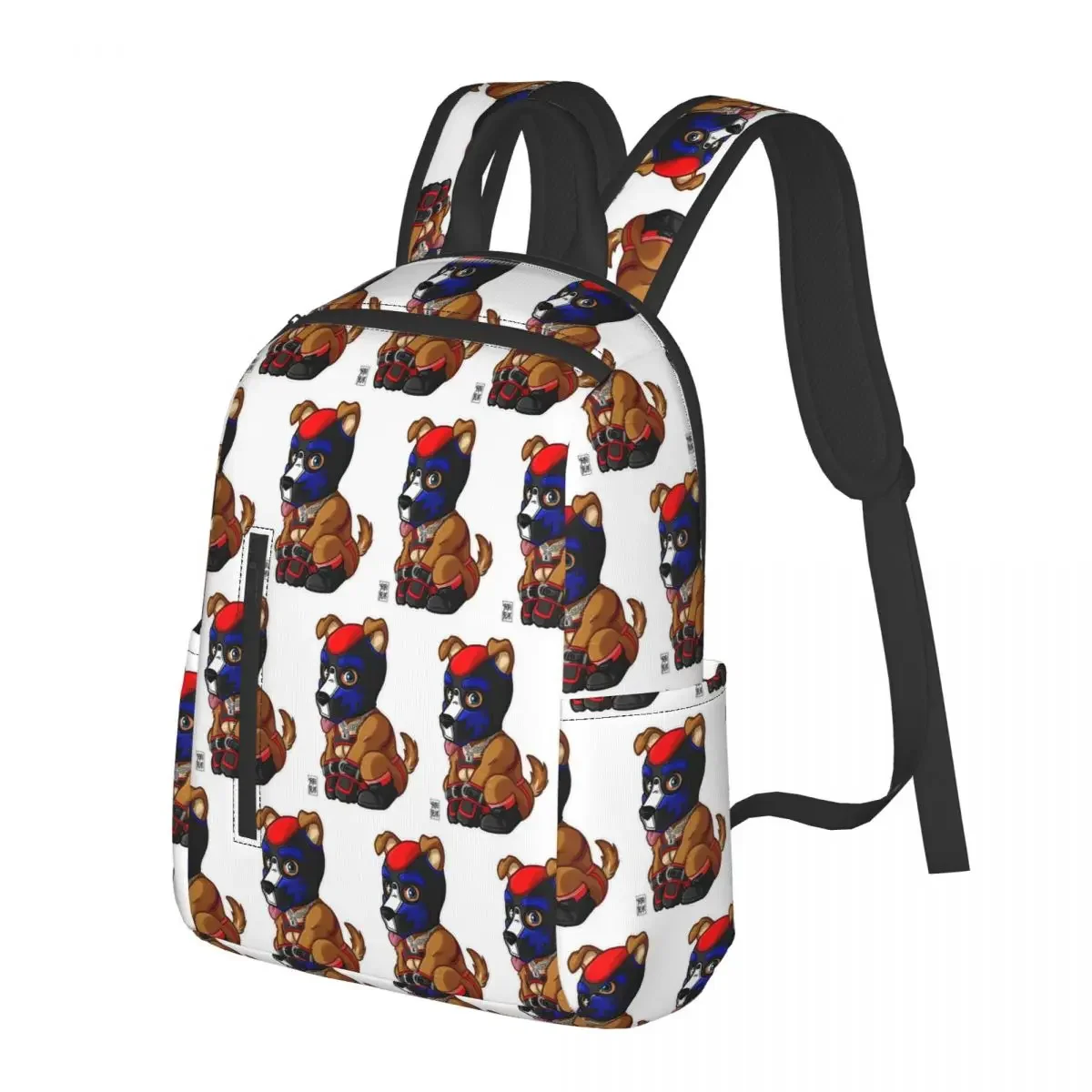 PLAYFUL PUPPY - BLUE RED MASK - BEARZOO SERIES Backpack School Bag Hiking Travel Daypack for Boys Girls Bookbag Shoulder Bags