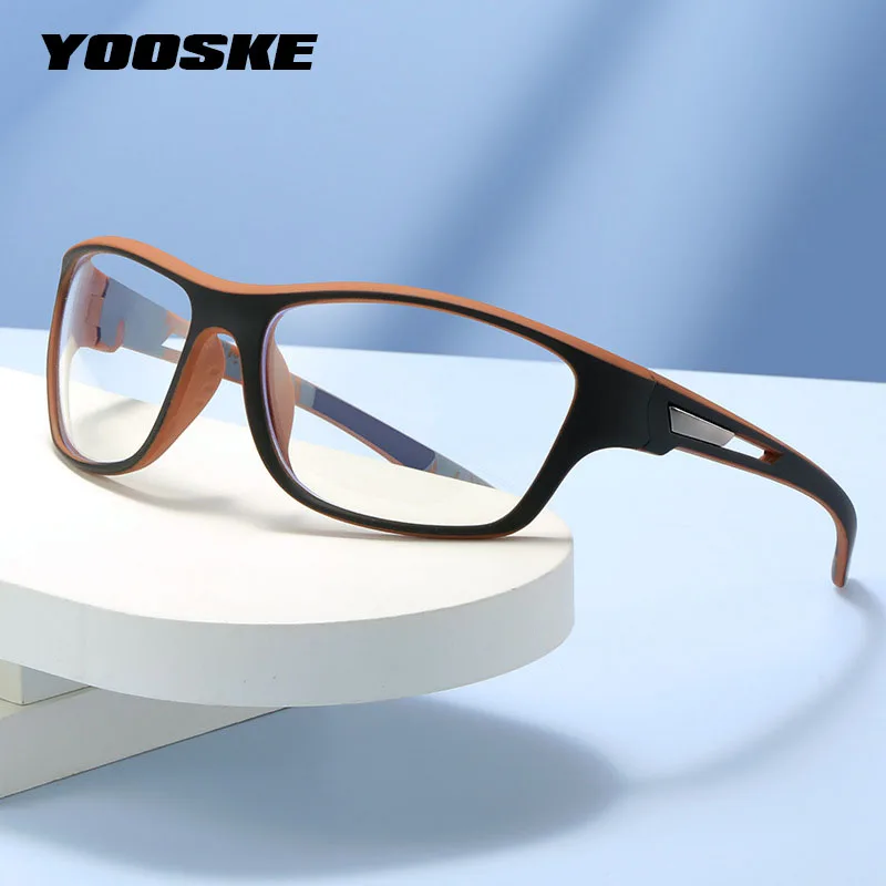 YOOSKE Sports Eyeglasses Frame Men's Football Badminton Basketball Glasses 336P Sports Frame HD Transparent Flat Lens