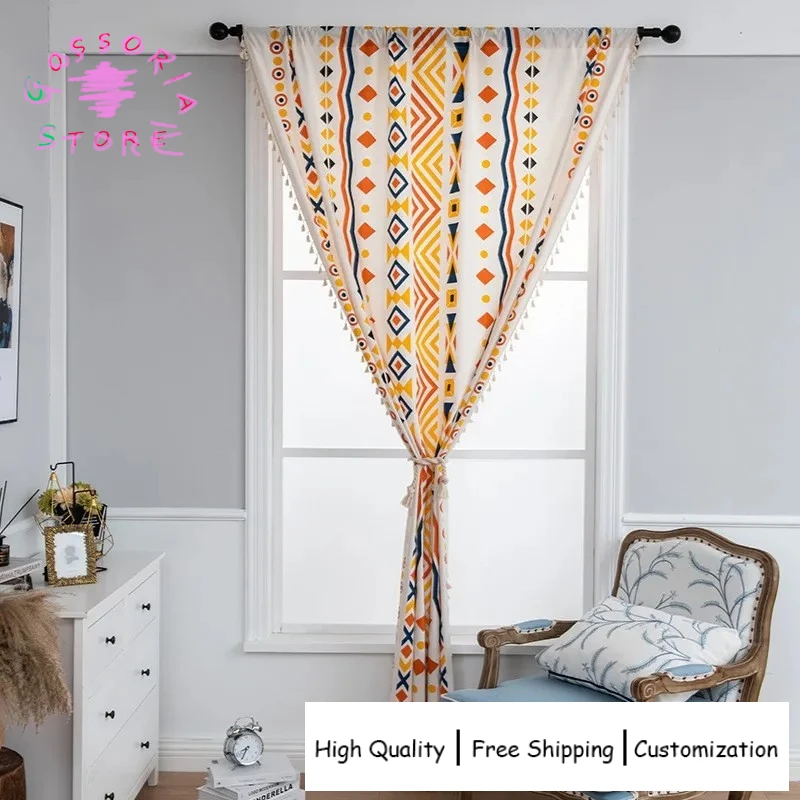 

Sample Custom Vintage Retro Sheer Curtains for Living Room Home Fitted Drapes Installation Thermal Insulated Room Divider Decor