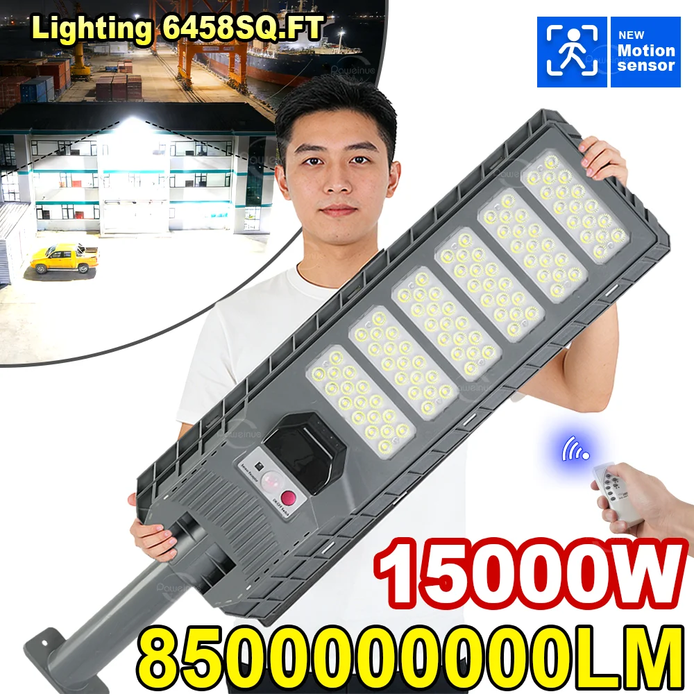 

Солнечный светодиодный уличный светильник 8500000LM 15000W с датчиком движения, сверхъяркий, водонепроницаемый, для двора и сада, на солнечной энергии,лампа аккумуляторная светильник с датчиком движения