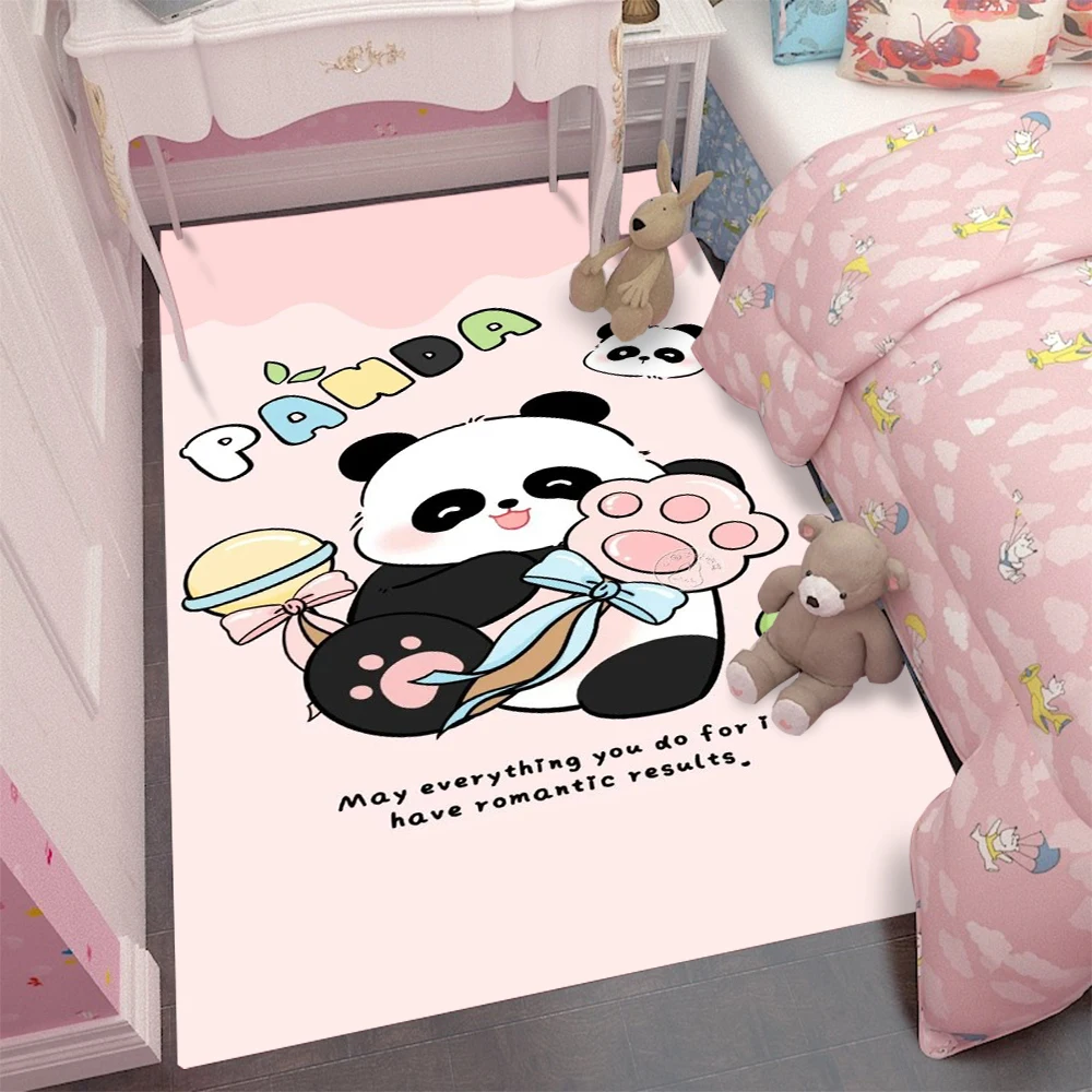 

Cute Panda Design Area Rug, Soft Non-Slip Floor Mat for Kids Room & Entryway, Playful Home Decor Carpet for Living Room