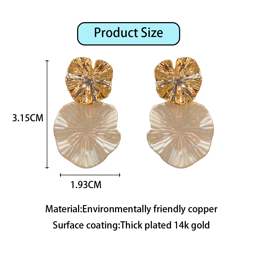 Retro Unique Design Color Blocking Metallic Ruffles Drop Earrings For Women Party Irregular Geometry Fashion Jewelry Accessible