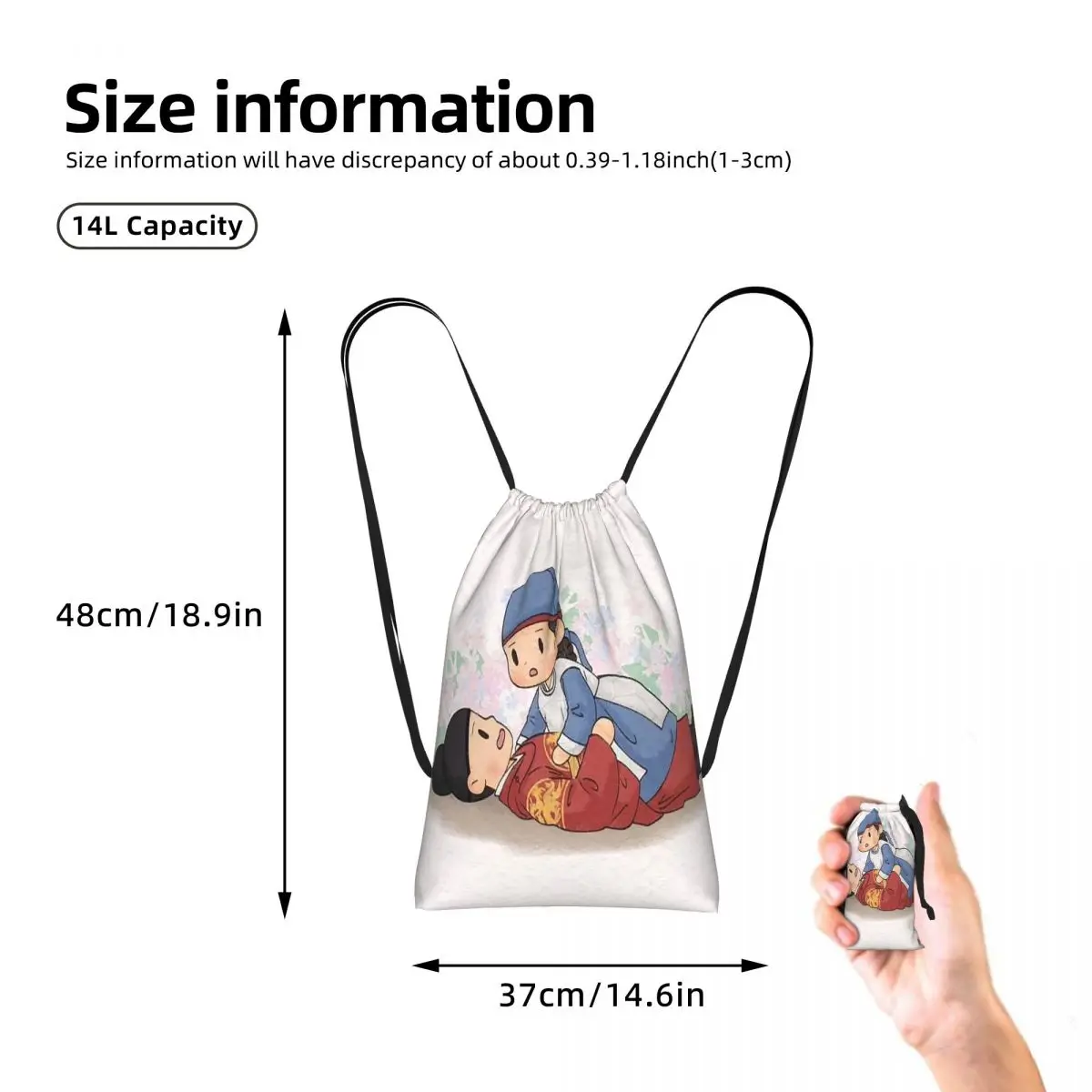 Hot TV Series Love Couple Bon Appetit Your Majesty Drawstring Backpack Sports Gym Bag Lightweight Storage Drawstring Bag