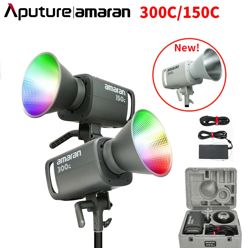 

Aputure New amaran 300C/150C 2500K-7500K RGBWW Studio LED Video Photography Light For Video Recording Live Streaming Tiktok