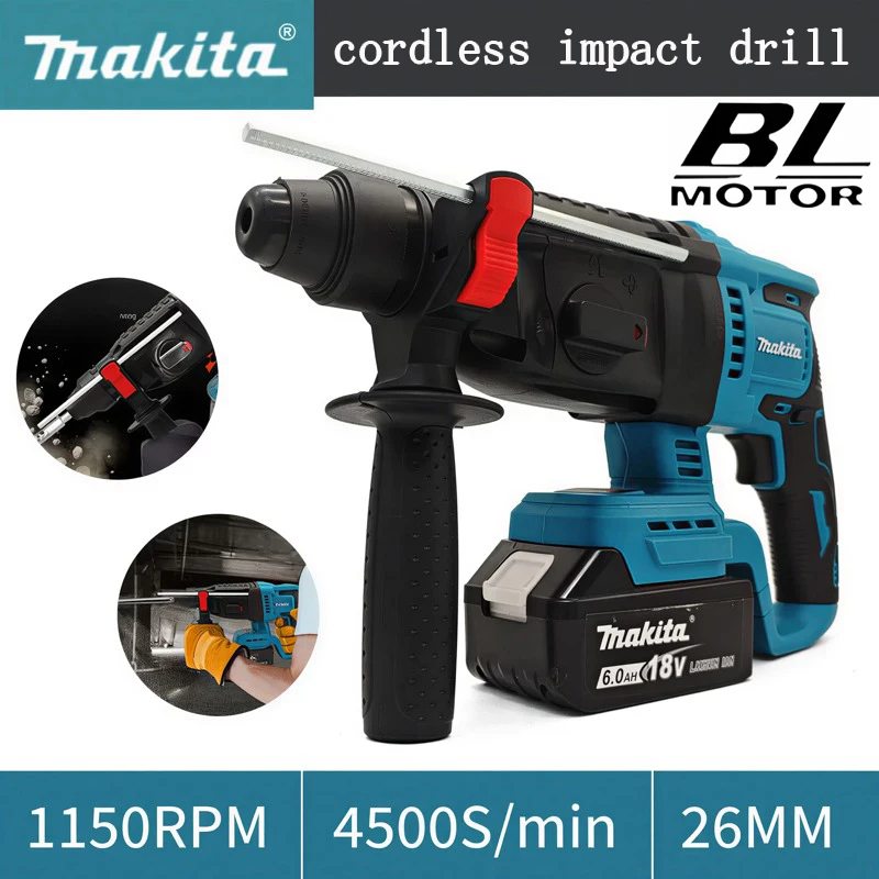 Perceuse à percussion sans fil Makita 18V, sans balais, 26 mm, batterie lithium 18V, outils électriques pour Makita