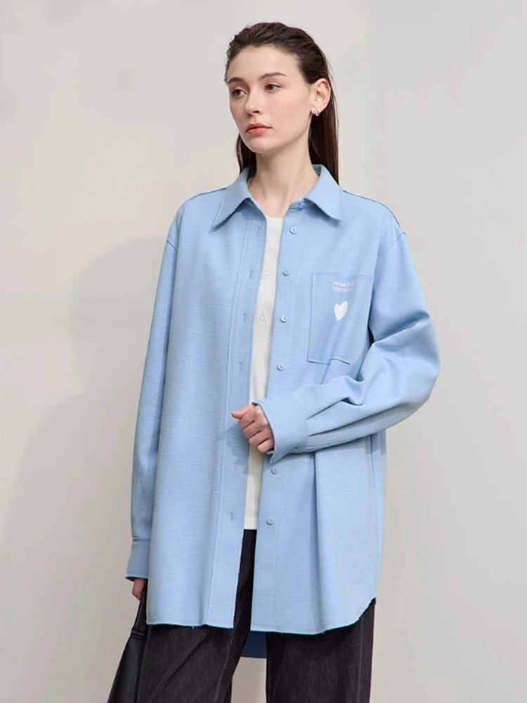 

AMII Women's Shirt 2025 Autumn New Casual Printed Versatile Women's Blouse Long Sleeves Loose Knitting Cotton Top Female12543174