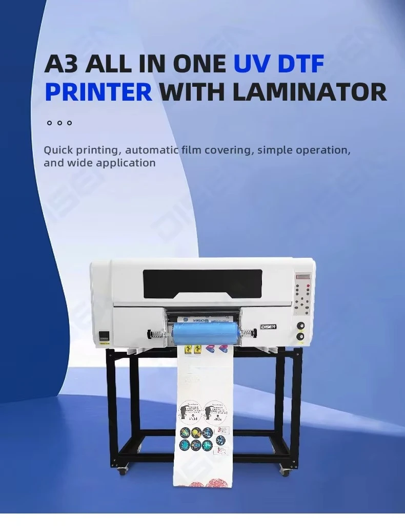 Hot Selling High Shine Versatile A3 UV DTF Film Printer | 30cm Golden Film Film with I1600 I3200 XP600 Heads