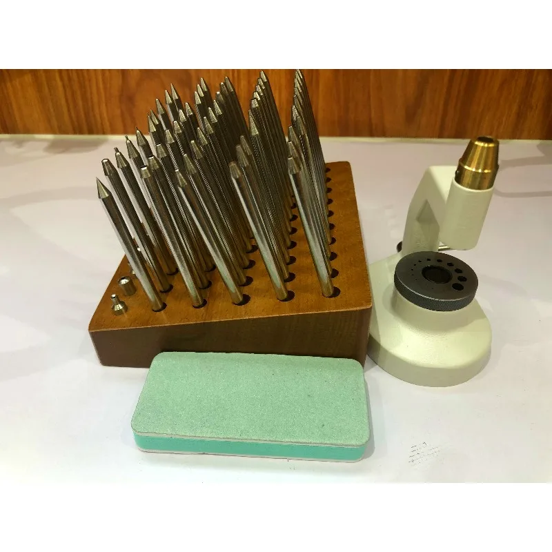 أدوات إصلاح الساعة مجموعة اللكمات المحلية عالية الجودة جميع الصلب اللكمات 60 قطعة 5285-B ساعة اللكم إبرة اللكم الجدول #4