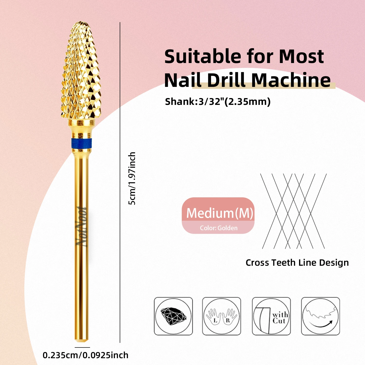 NotNoot Nagelbohrer - Entfernt Acryl und Hartgel schnell und sicher, professionelle Bohrer für Maniküre und Acrylnägel – Detail 6