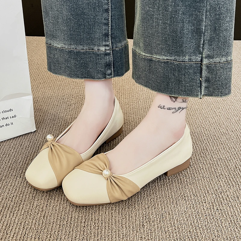 รองเท้าส้นเตี้ยแบบสวมสำหรับผู้ - Leather Work Flats Women บทวิจารณ์และราคา