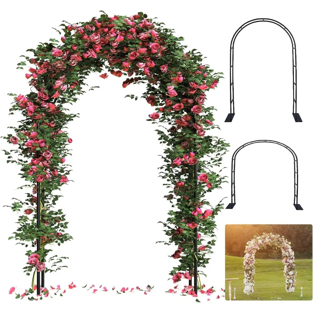 Thickened Rustproof Garden Arch - Durable Metal Wedding Arch in 4.6x7.8 & 6.4x7.5 Ft Sizes, Easy Assembly for Lasting Elegance