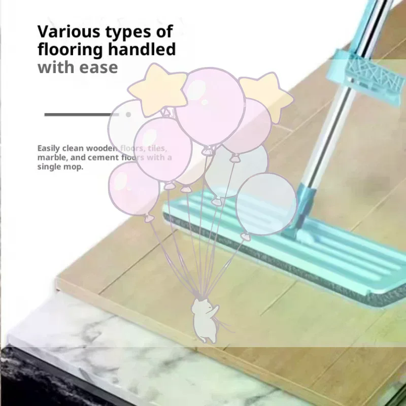 Flat Floor Mop Hand Free Wringing Squeeze Mop Microfiber Pads Lazy Mop Wet Or Dry Usage Floor Cleaning Mop Home Cleaning Tool