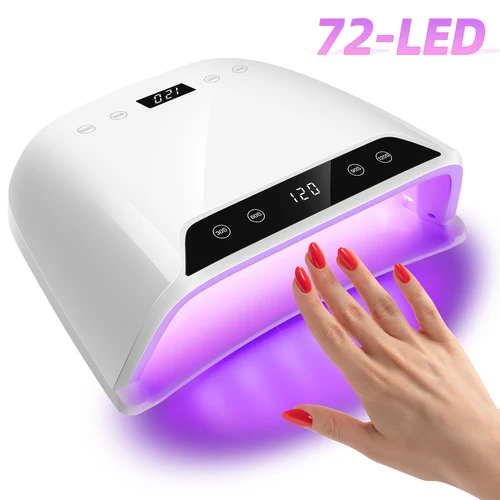 Lámpara de uñas LED UV de gran espacio de 320W para manicura, secado de esmalte de uñas en Gel, secador de uñas de 72 LED con dos pantallas LCD, herramientas de salón de uñas