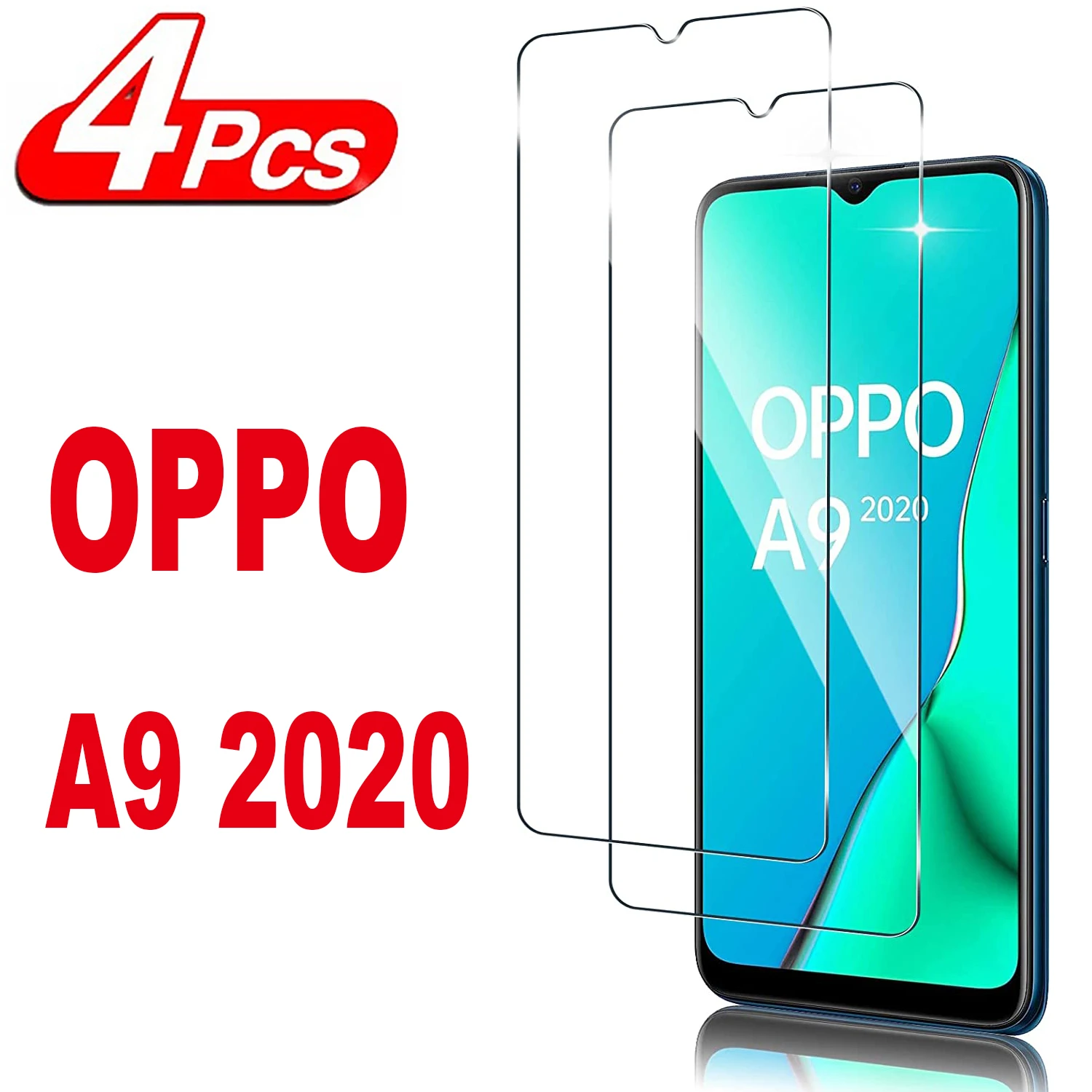 2/4Pcs 9H Screen Protector Glass For OPPO A9 2020 HD Tempered Glass Film