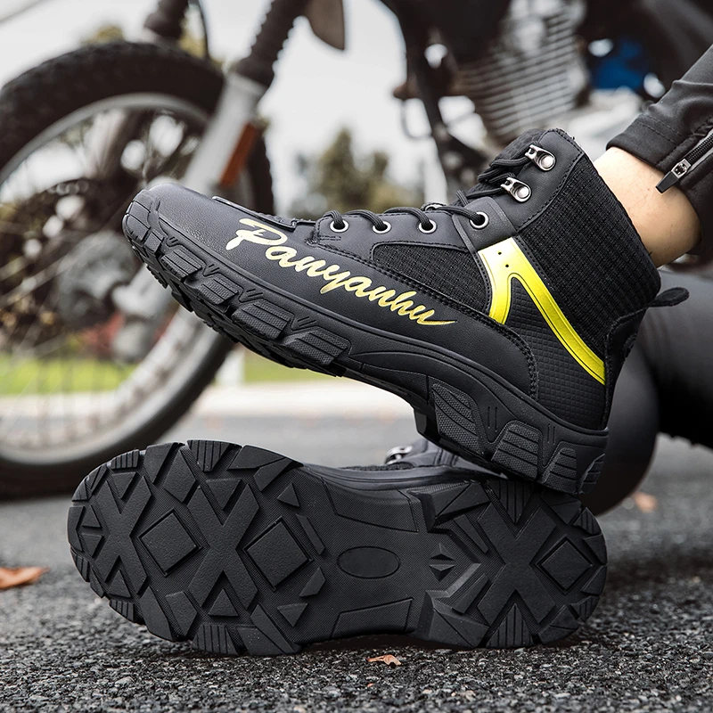 

Мотоциклетные защитные ботинки для езды по бездорожью, мужские, для ралли, всесезонные, дышащие, модные.