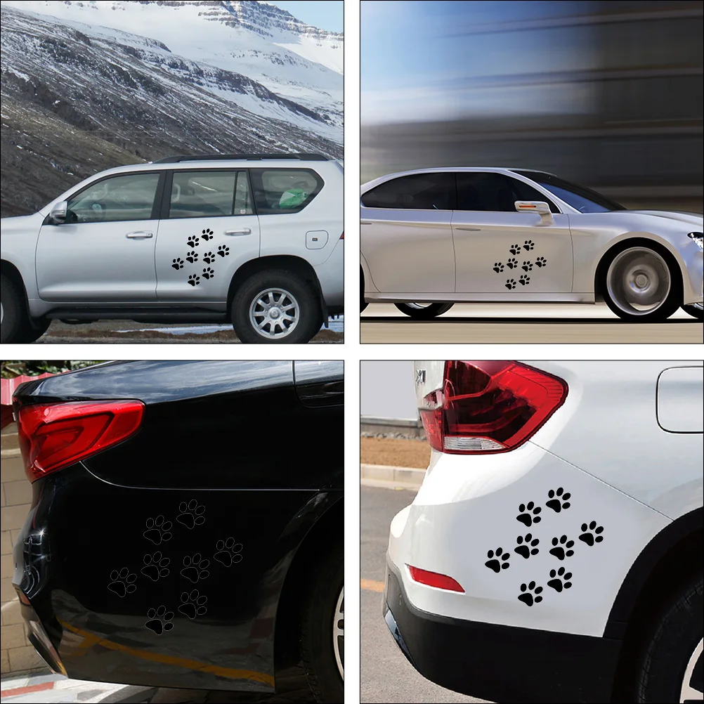 

24Pcs Cat Footprint Car Decal Premium PVC Durable Car Decorative Sticker Auto Body Decoration for Windows Cars