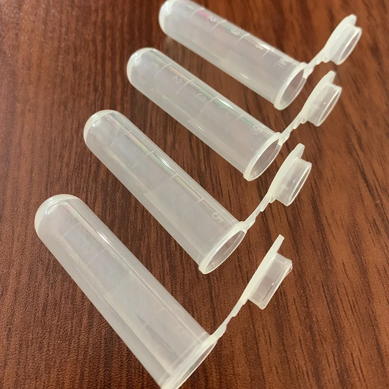 50 Pcs/set of 5ML Experiment Textbook with Cover Centrifuge Tube Plastic Transparent Test Tube Round Bottom with Scale