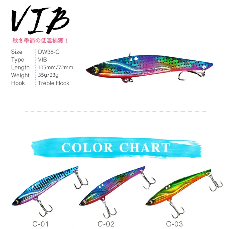 1 stücke Vib Angel köder 23g 35g Metall Jig sinkende große Klinge lange gegossene Drillinge Spinner Löffel Vibration Tackle Pesca harten Köder