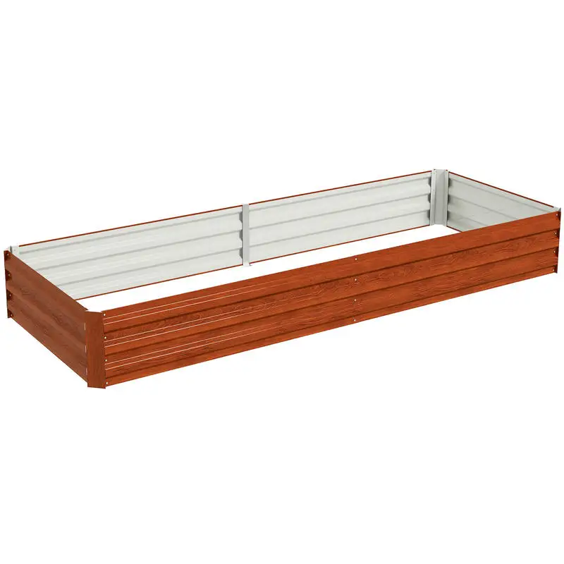 

95" x 36" x 12" Galvanized Raised Garden Bed, Easy DIY and Cleaning for Growing Flowers, Herbs, Succulents, Natural Wood