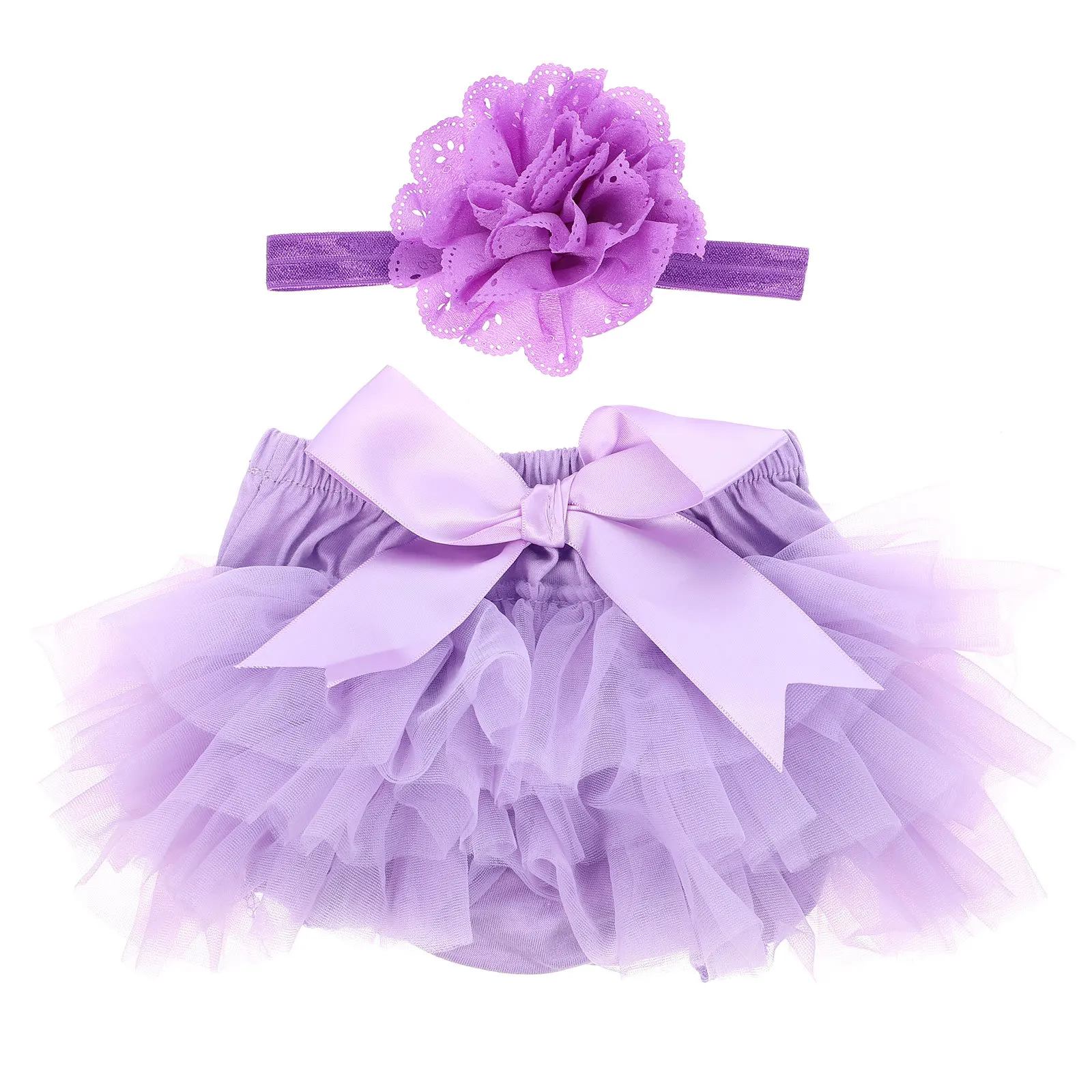 1 Buah Rok Tutu Bayi Perempuan Ungu Ukuran S Ikat Pinggang Satin Lapisan Lembut Pelindung Kulit Aksesori Fotografi Ulang Tahun