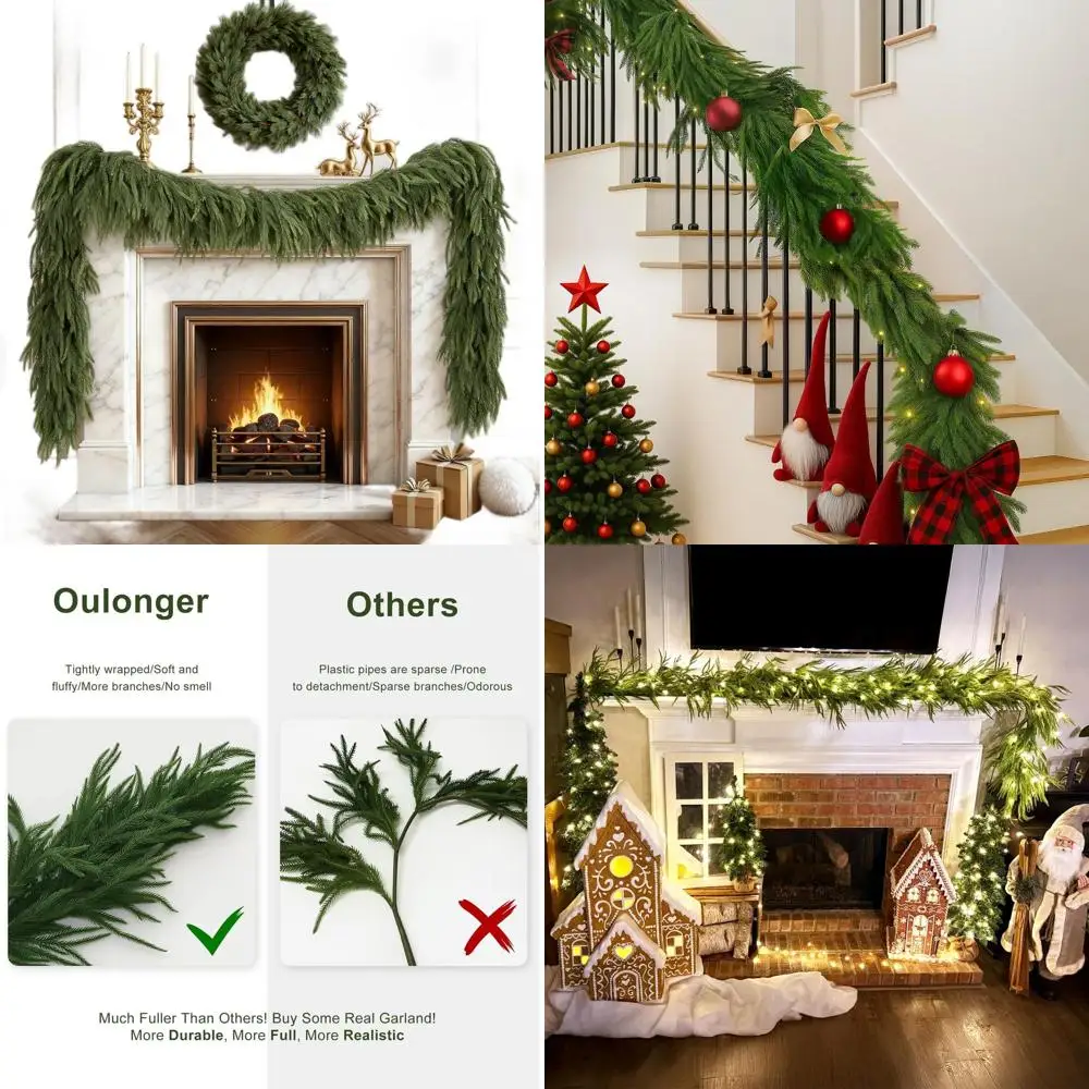 

Пара 9-футовых рождественских сосновых гирлянд Norfolk премиум-класса, реалистичная зимняя зелень для праздничного декора, идеально подходит для дома или улицы.