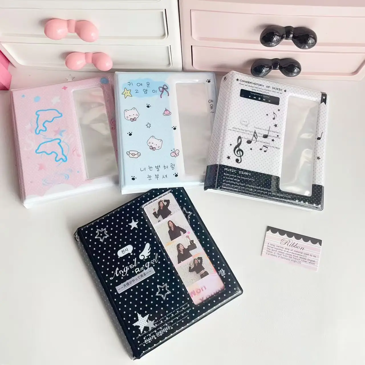 Angel Music Note Series Life Four Grid Album Large Photocard Binder Polaroid Four Grid Storage Book image 2