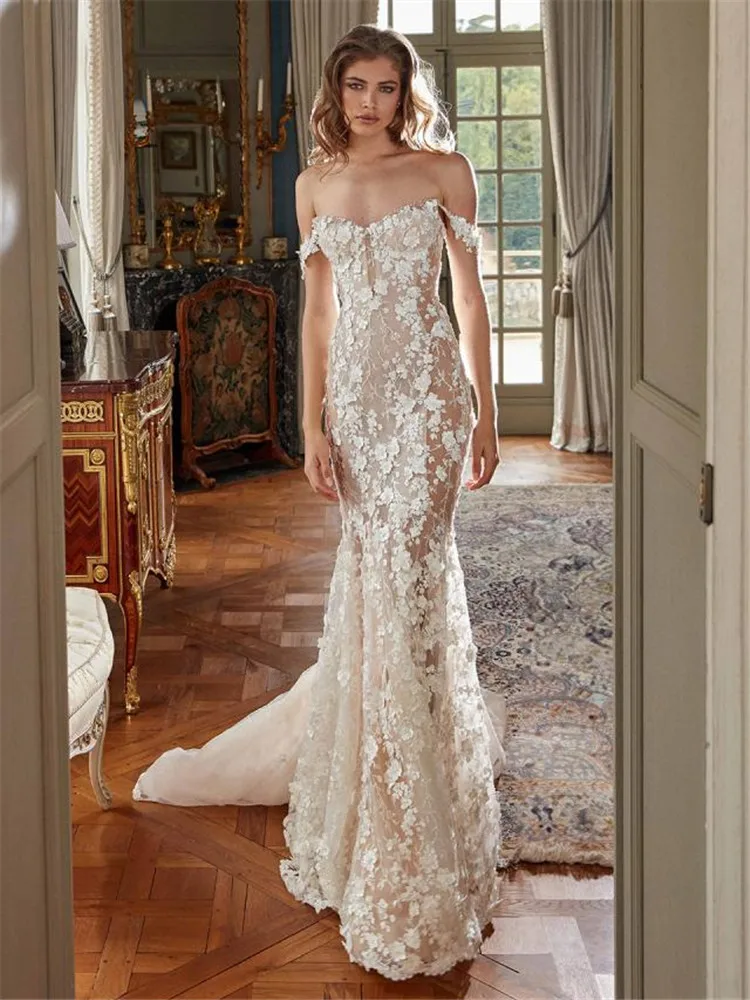 

Robe De Mariee Sirene Кружевные свадебные платья на заказ Vestidos Novia 2024 Alta Calidad Платье с цветочным принтом Robe Mariee Luxe Trouwjurk