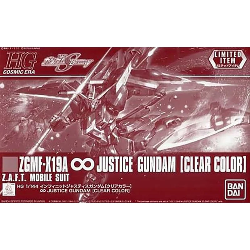 Bandai Genuine Gundam Model Kit Anime Figure HGUC ZGMF-X19A Justice Clear Color Gunpla Anime Action Figure Toys for Children