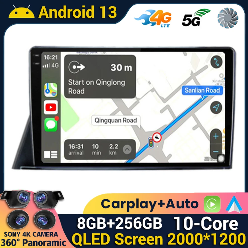 

Android 13 Auto Carplay For toyota Sienta 2016-2021 Car Radio 4G WIFI GPS Navigation Multimedia Player 2Din Player 360 Camera