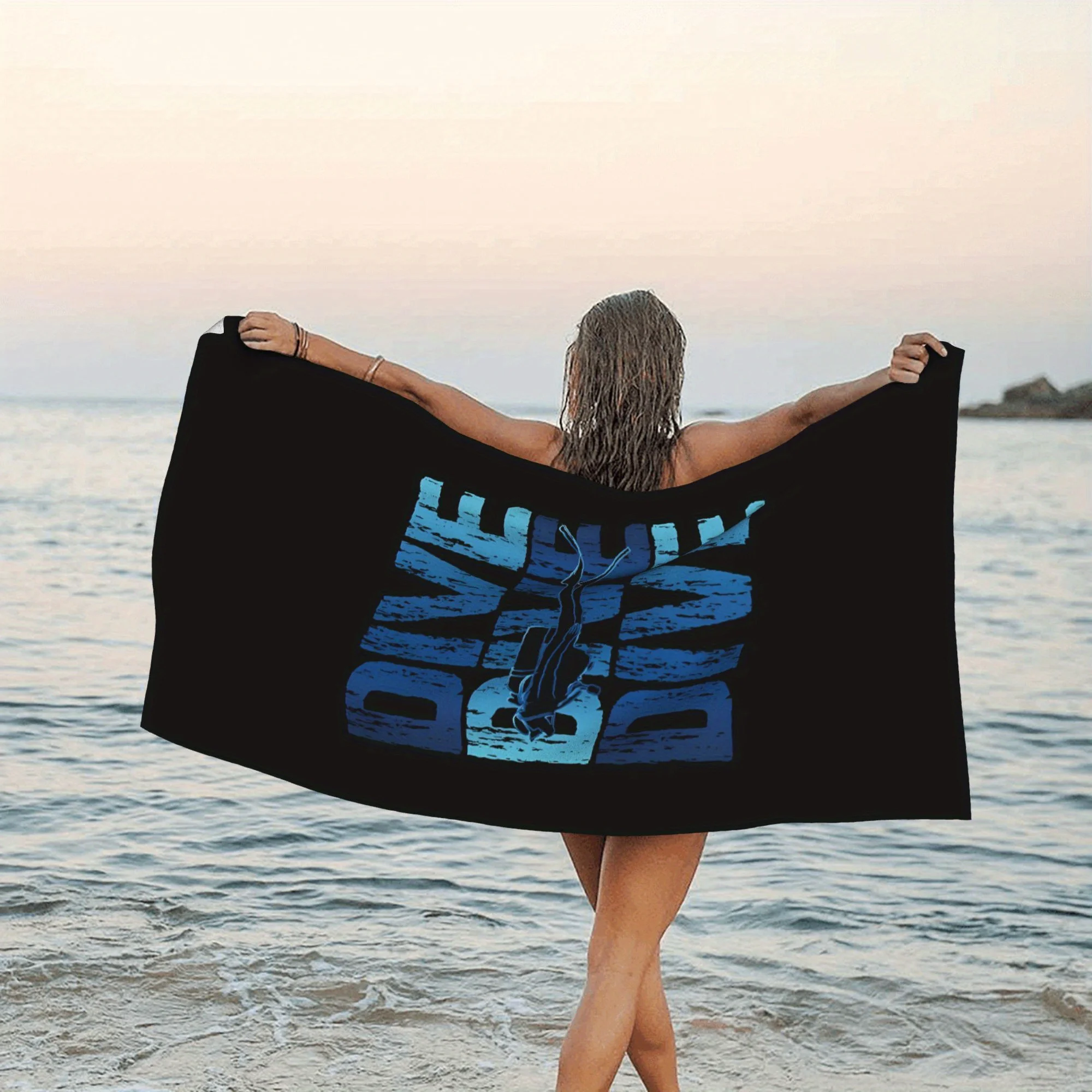 

Пляжное полотенце с принтом для дайвинга, 1 шт., полиэстер, быстросохнущее, легкое, для пляжа, плавания, кемпинга, путешествий, унисекс