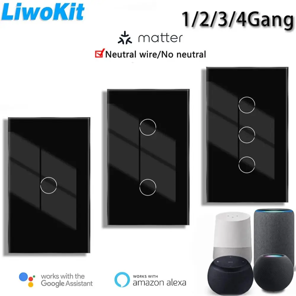 Smart Switch Alexa Matter Google No App Required Intelligent Control Scan QR Code to Connect Touch Light Switch