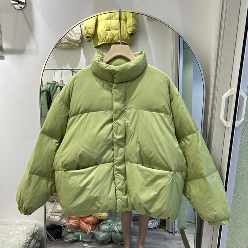 

2022 New Down Jacket Korean Women's Simple Solid Color Warm White Duck Down Jacket Winter Long Sleeve Warm Coat