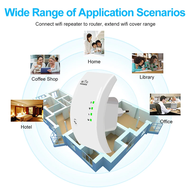 Répéteur WiFi sans fil, 300Mbps, extension longue portée, routeur, amplificateur de signal, booster, point d\'accès
