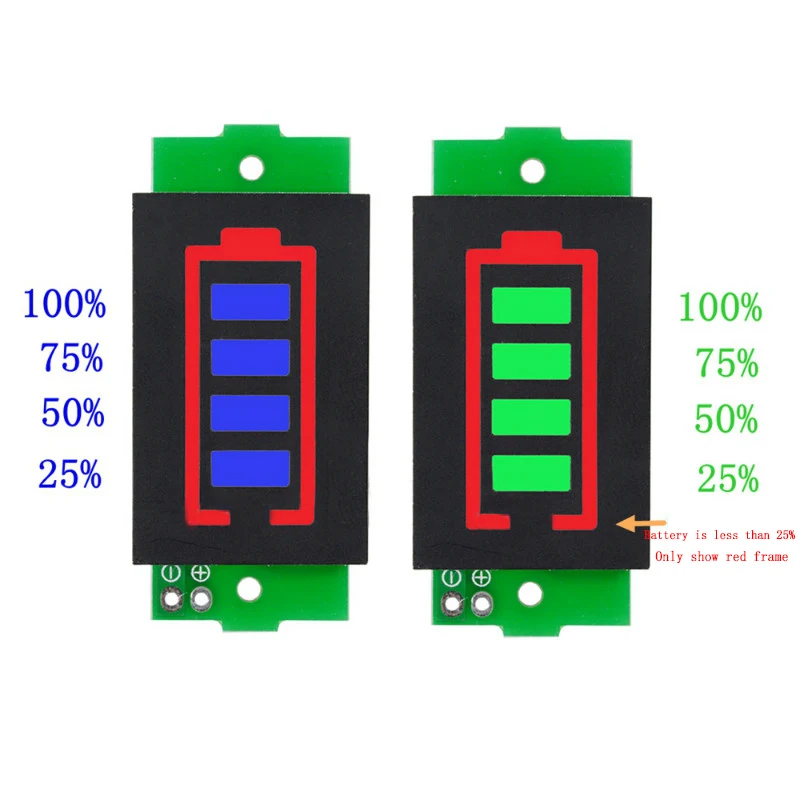 Module indicateur de capacité de batterie au Lithium 1/2/3/4/5/6/7/8S, affichage bleu vert, testeur de puissance de batterie de véhicule électrique, Li-ion 3.7V