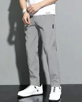 Korean Style Slim Fit Ice Silk Pants For Men Quick Dry Lightweight Business Casual Trousers 3