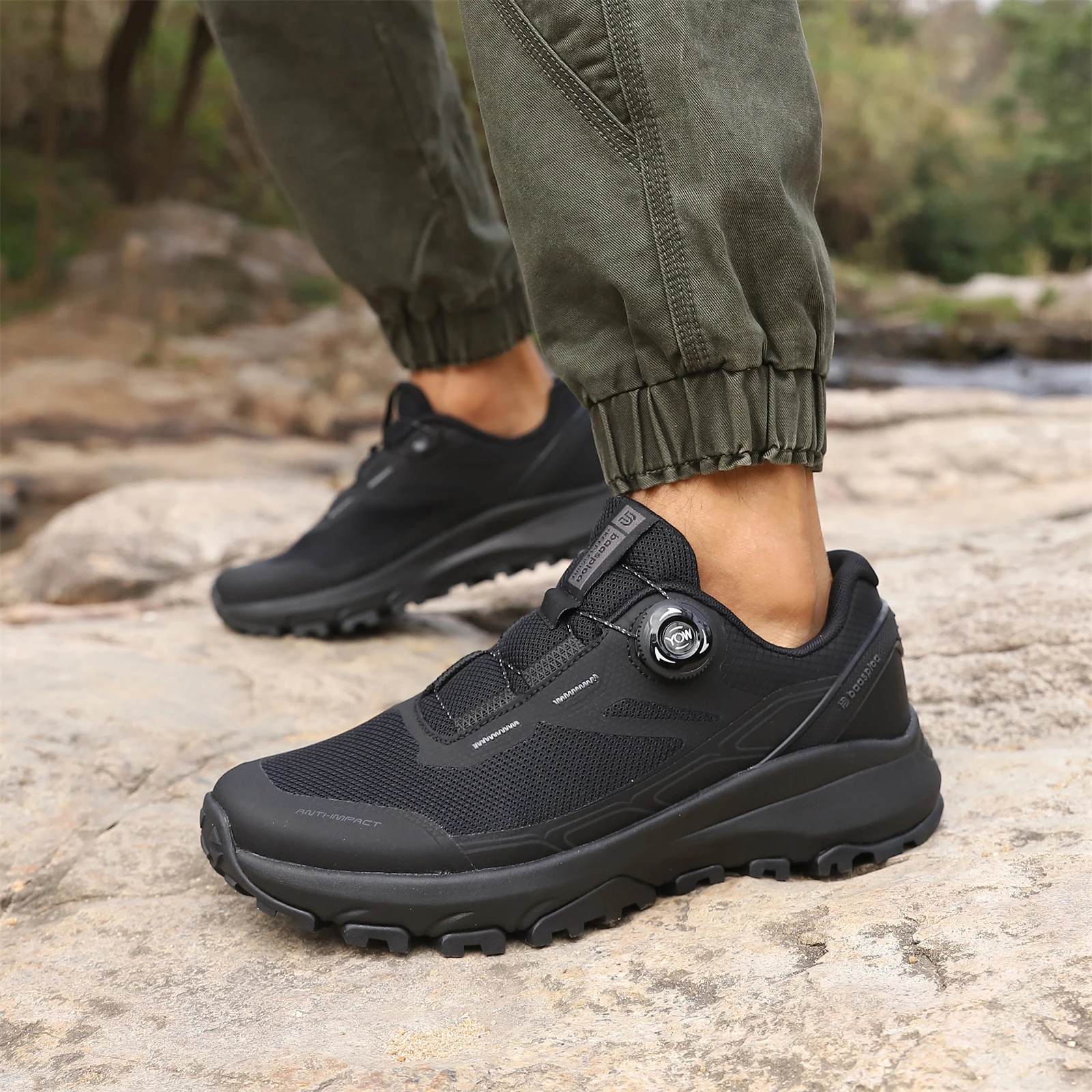 Baasploa Men Hiking Shoes Outdoor Climbing Mesh Breathable Travel Walking Shoes Male Non-Slip Wear Resistant Comfortable Sneaker