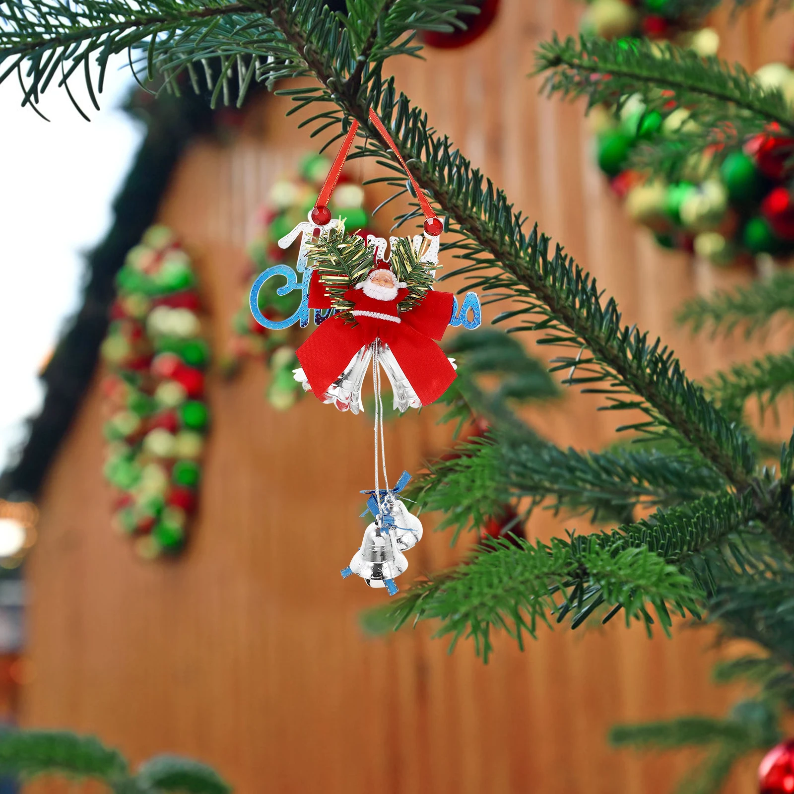 

2Pcs Christmas Tree Bell Pendant Santa Claus Hanging Decoration Xmas Holiday Party Ornament Tree Bells Santa Bells Pendant